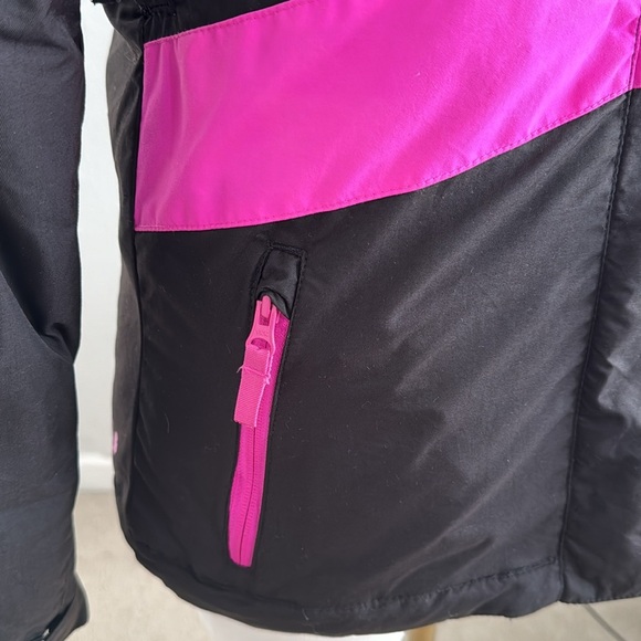 PWDR ROOM Outerwear Ski Snow Jacket Black Pink Youth size L (woman’s‎ xs s) Hood - Picture 6 of 13